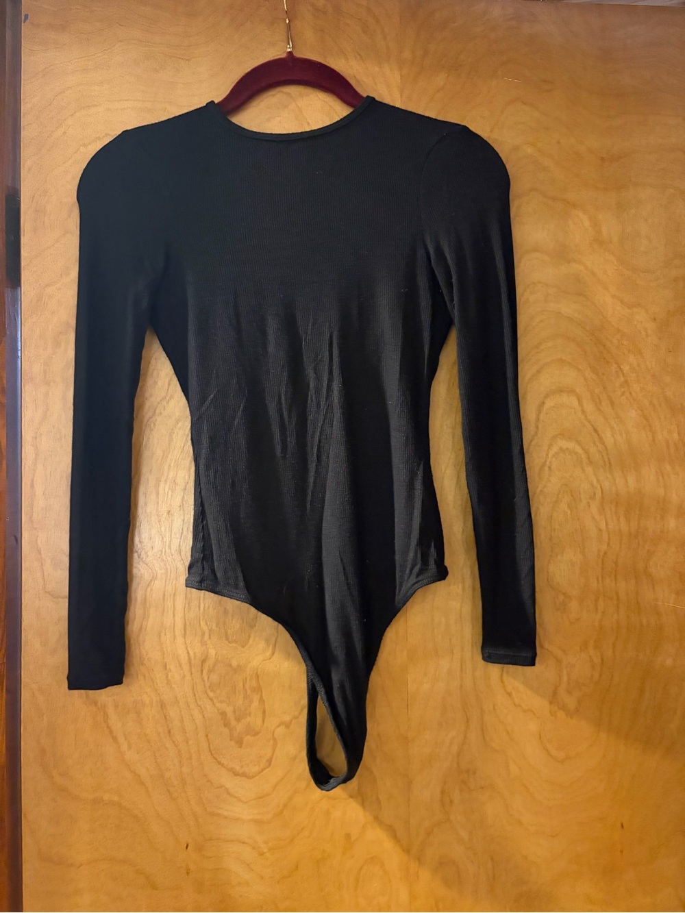 American Apparel Black Long-Sleeve Ribbed Bodysuit